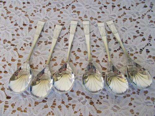 Nice set of six sliver chrome  plated shell shaped spoons