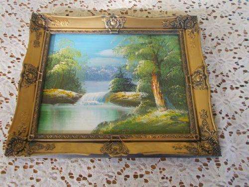 Small orante framed oil ? painting scene on board