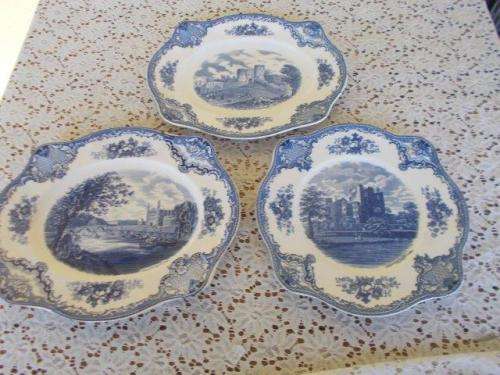 Three stunning blue and white johnson brothers castles pattern items ..