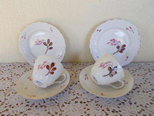 Pair of vintage royal copenhagen tea cup trios