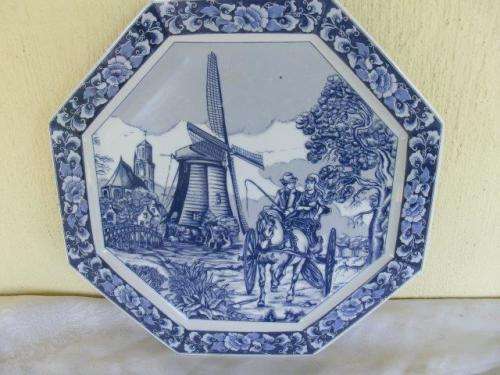 large blue and white collectors blue delft wall plate