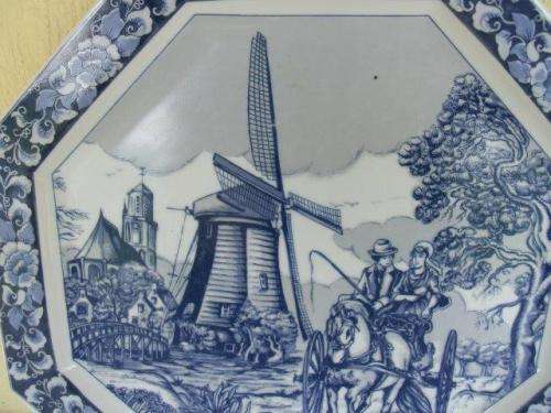 large blue and white collectors blue delft wall plate