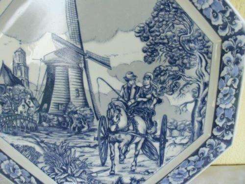 large blue and white collectors blue delft wall plate