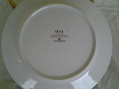 Set of eight mordern made for woolworths white and gold side plates