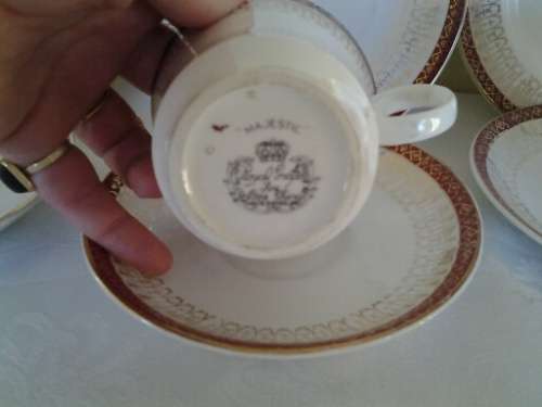 three vintage red and white royal grafton porcelain tea cups trios