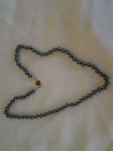 stunning black beaded onyx stone necklace with gold plated clasp