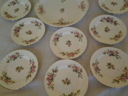 stunning royal albert moss ross cake plate and eight side plates set