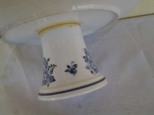 nice vintage blue and white delft porcelain cake tazza