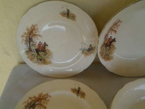 part vintage Alfred meakin hunting scene porcelain dinner set peace's