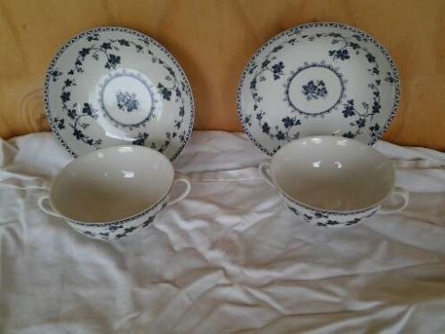 job lot of four vintage royal doulton york town items two soup bowls two soup mugs lot
