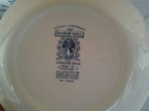 A set of four vintage blue and white  Johnson brothers Haddon hall soup bowls