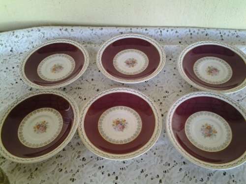 lot of six pretty vintage crown Royal porcelain saucers