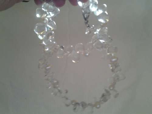 stunning chunky clear glass white beads with pearls necklace and bangle set