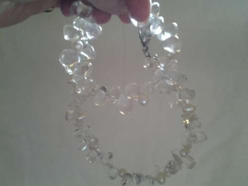 stunning chunky clear glass white beads with pearls necklace and bangle set