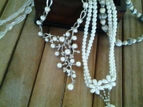 Nice ladies wooden trinket box filled with some pretty costume jewelry