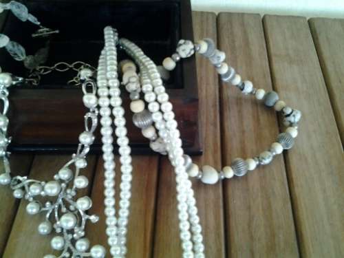 Nice ladies wooden trinket box filled with some pretty costume jewelry