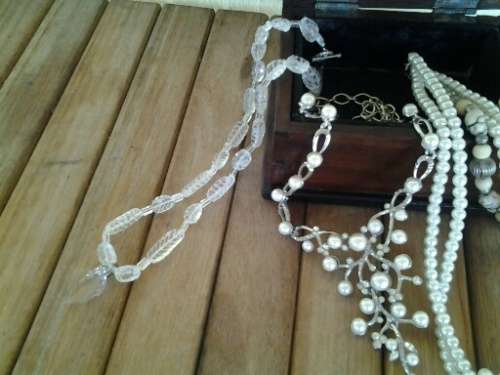 Nice ladies wooden trinket box filled with some pretty costume jewelry