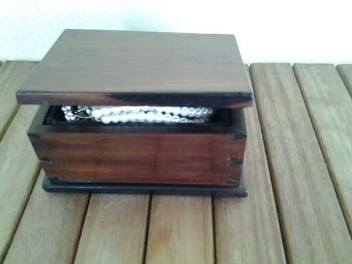Nice ladies wooden trinket box filled with some pretty costume jewelry