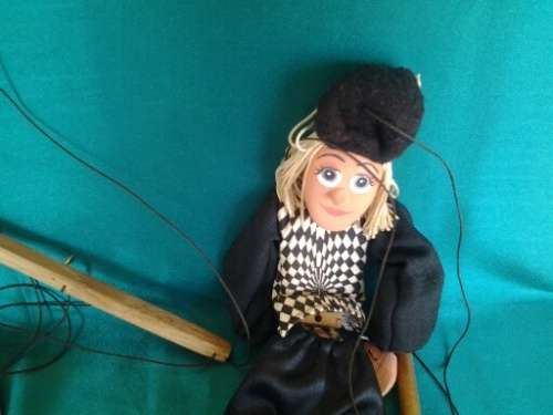 A lot of two nice wooden hand puppets