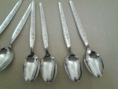 Set of six small  depermaisse stainless steel tea spoons