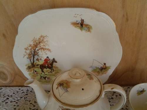 Complete vintage Hunting scene porcelain Alfred meakin tea set