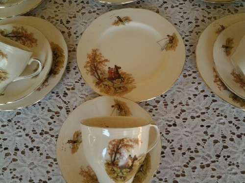 Complete vintage Hunting scene porcelain Alfred meakin tea set