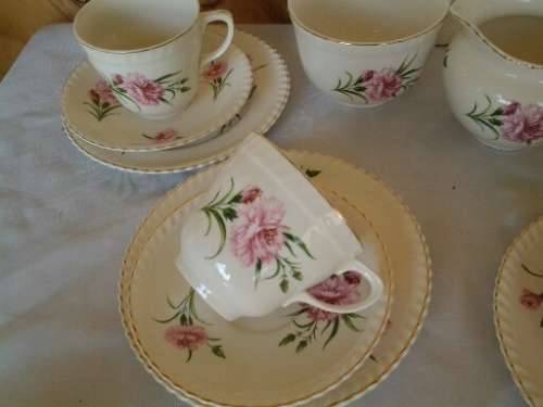 stunning pink floral pattern partial  porcelain Johnson brothers tea set