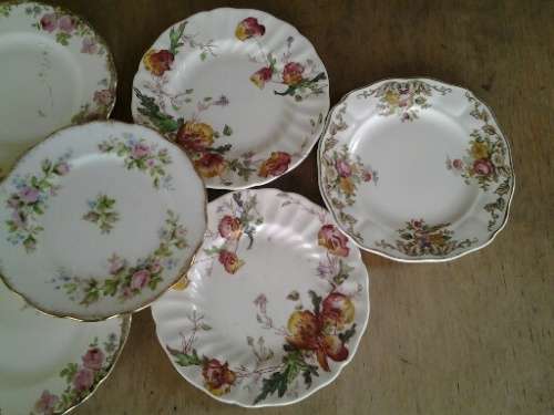 Assorted lot of pretty vintage odd six porcelain side plates