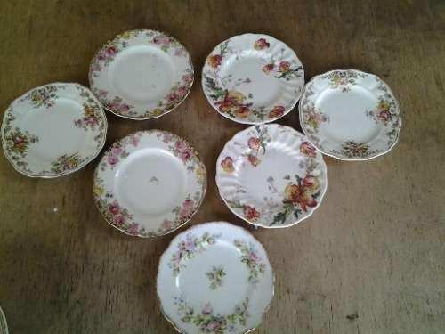 Assorted lot of pretty vintage odd six porcelain side plates