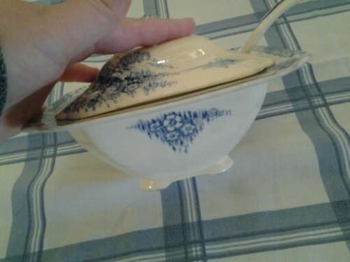 small little blue and white vintage porcelain John Maddock and sons little sauce dish please note