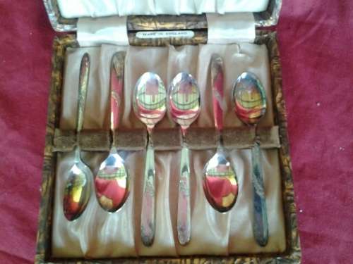 A set of six sliver plated vintage  Depermaisse style tea spoons