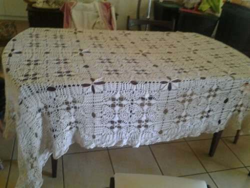 very large hand made crochet table cloth