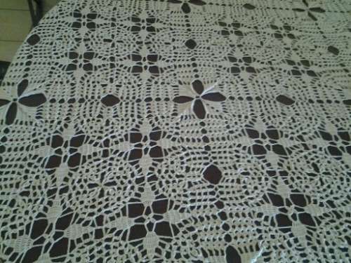 very large hand made crochet table cloth