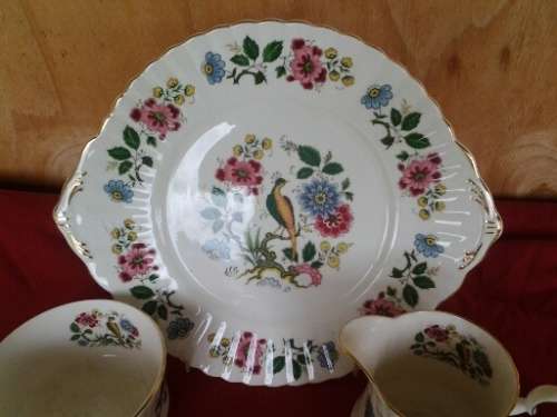 A stunning vintage Porcelain Royal Staffordshire Tea set with a Pheasant and floral scene
