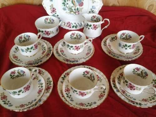 A stunning vintage Porcelain Royal Staffordshire Tea set with a Pheasant and floral scene