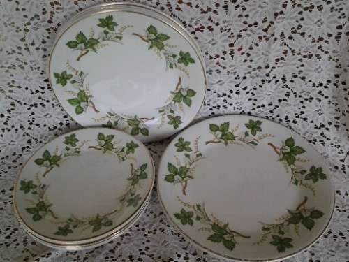 nice lot of vintage Arklow leaf pattern porcelain dinner plates , side plates and bread plates