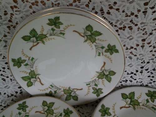 nice lot of vintage Arklow leaf pattern porcelain dinner plates , side plates and bread plates