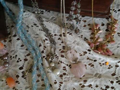 two wooden vintage storage trinket boxes filled with ladies costume jewelry