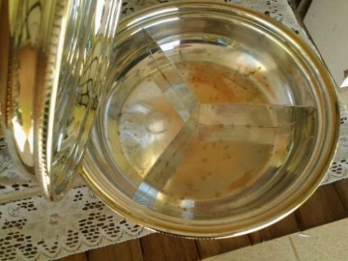 three assorted vintage sliver plated veggie dishes holders with lids