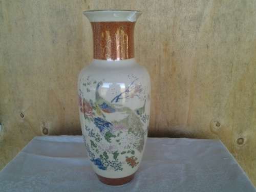 tall very nice Imari style peacock porcelain display vase