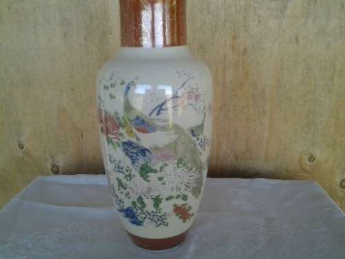 tall very nice Imari style peacock porcelain display vase