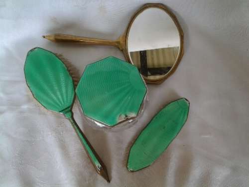 vintage four peace brush dressing table set