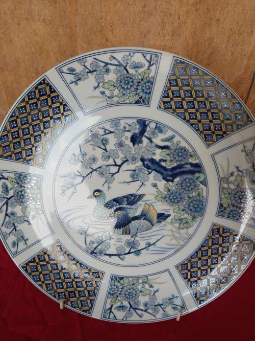 Imari blue and floarl duck scene plate