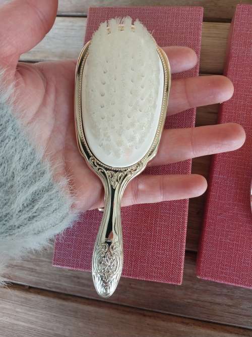 Sliver plated baby brush and mirror combo