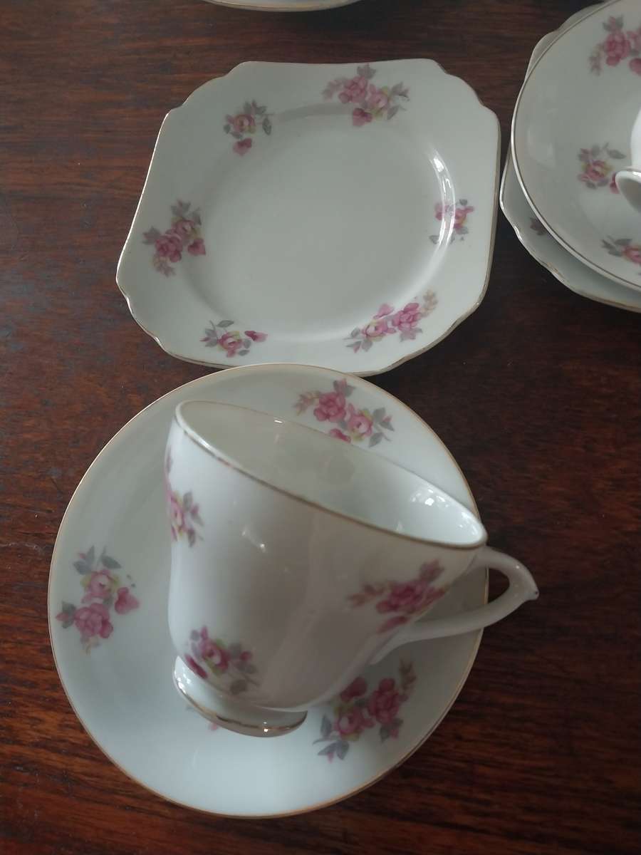 Vintage part procelain  pink floarl tea set