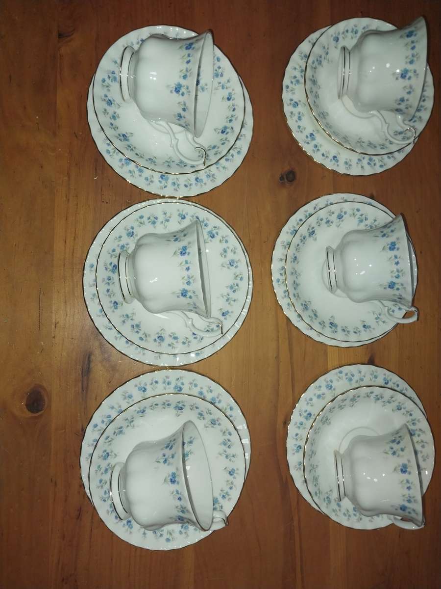 Set of six royal albert memory lane tea cup trios