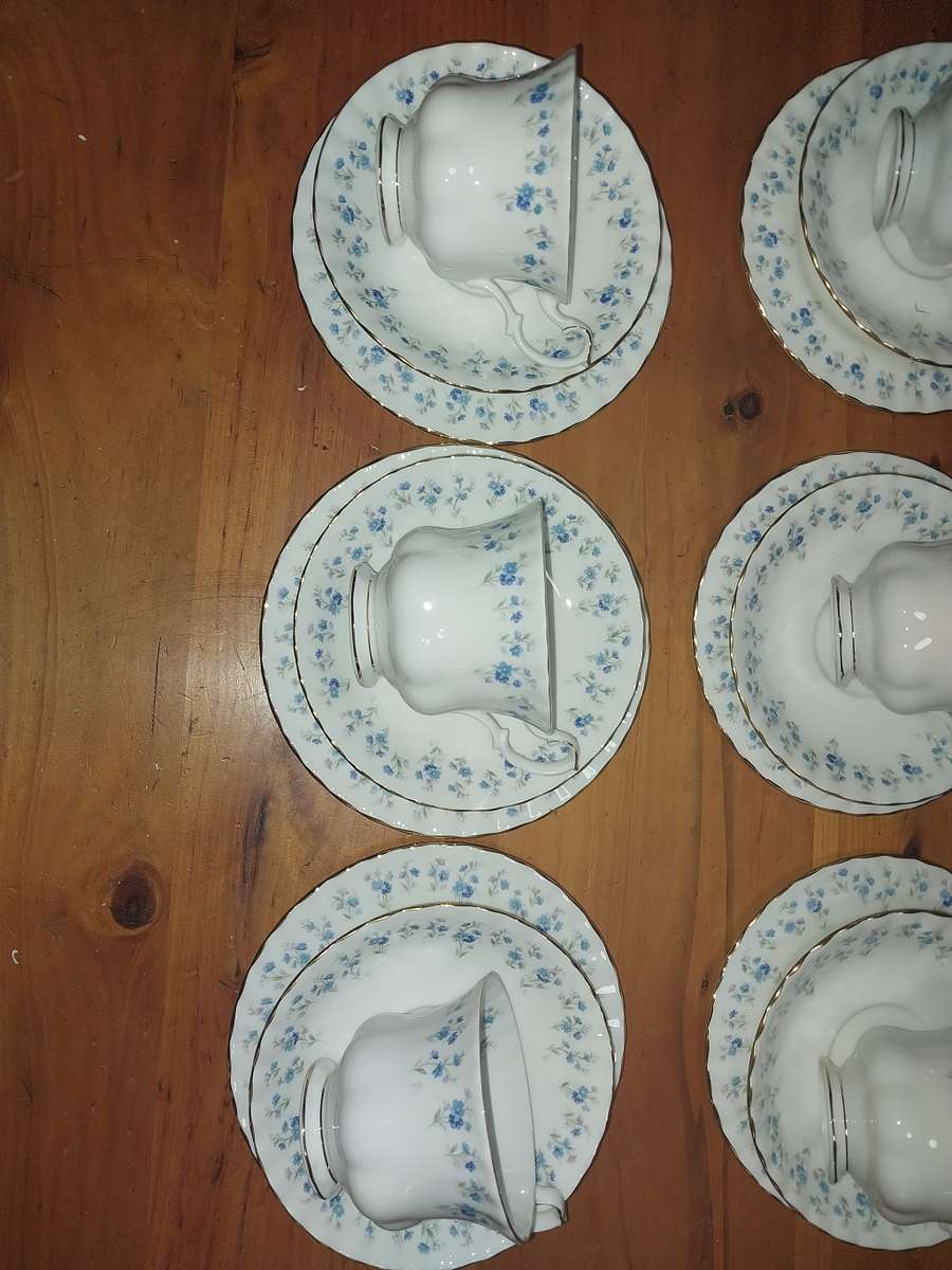 Set of six royal albert memory lane tea cup trios