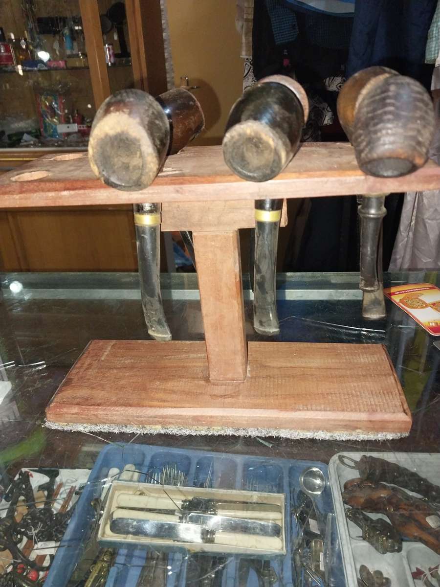 Wooden pipes on stand