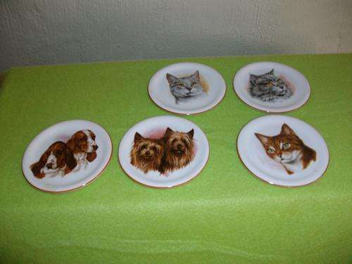 set of five small animal plates