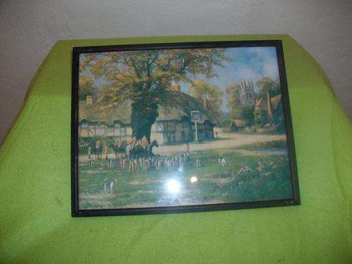 Hunting scene picture framed